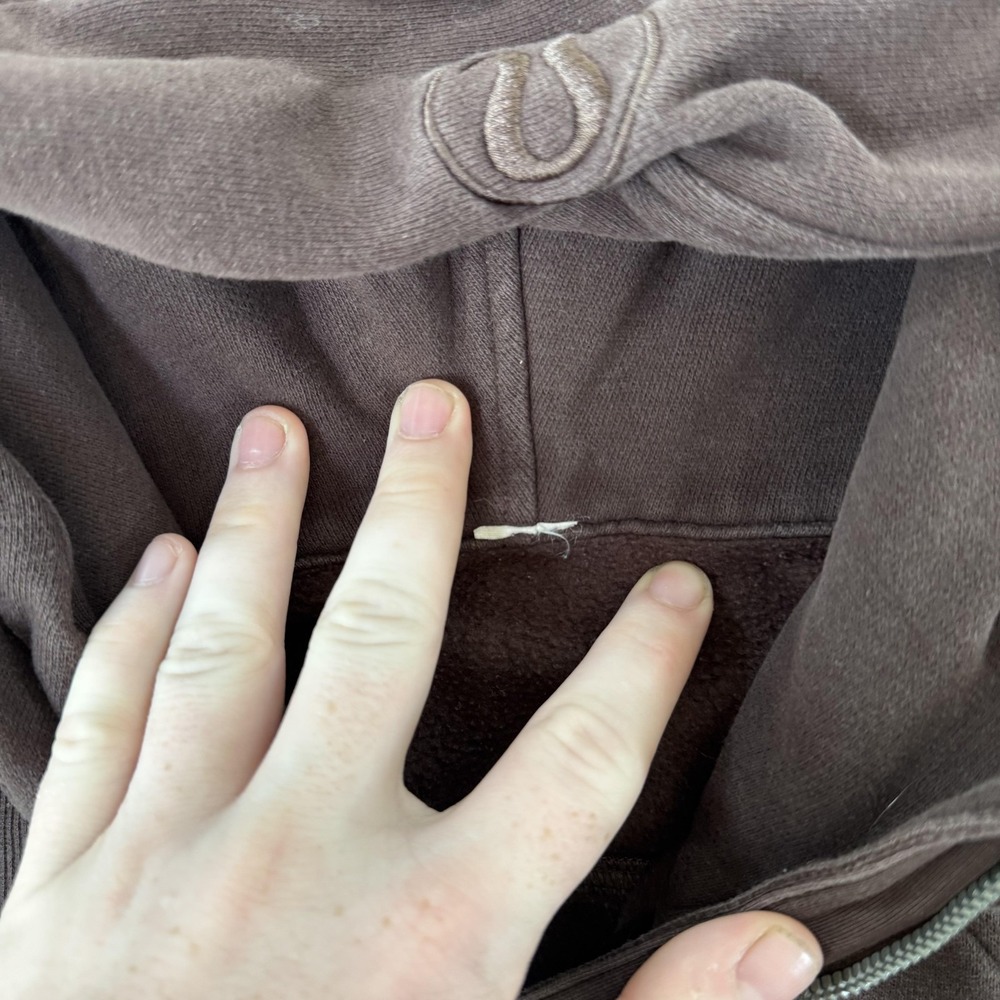 Lululemon Scuba Hoodie Womens Small Brown 1/2 Zip Cropped Kangaroo Pocket - Picture 9 of 16